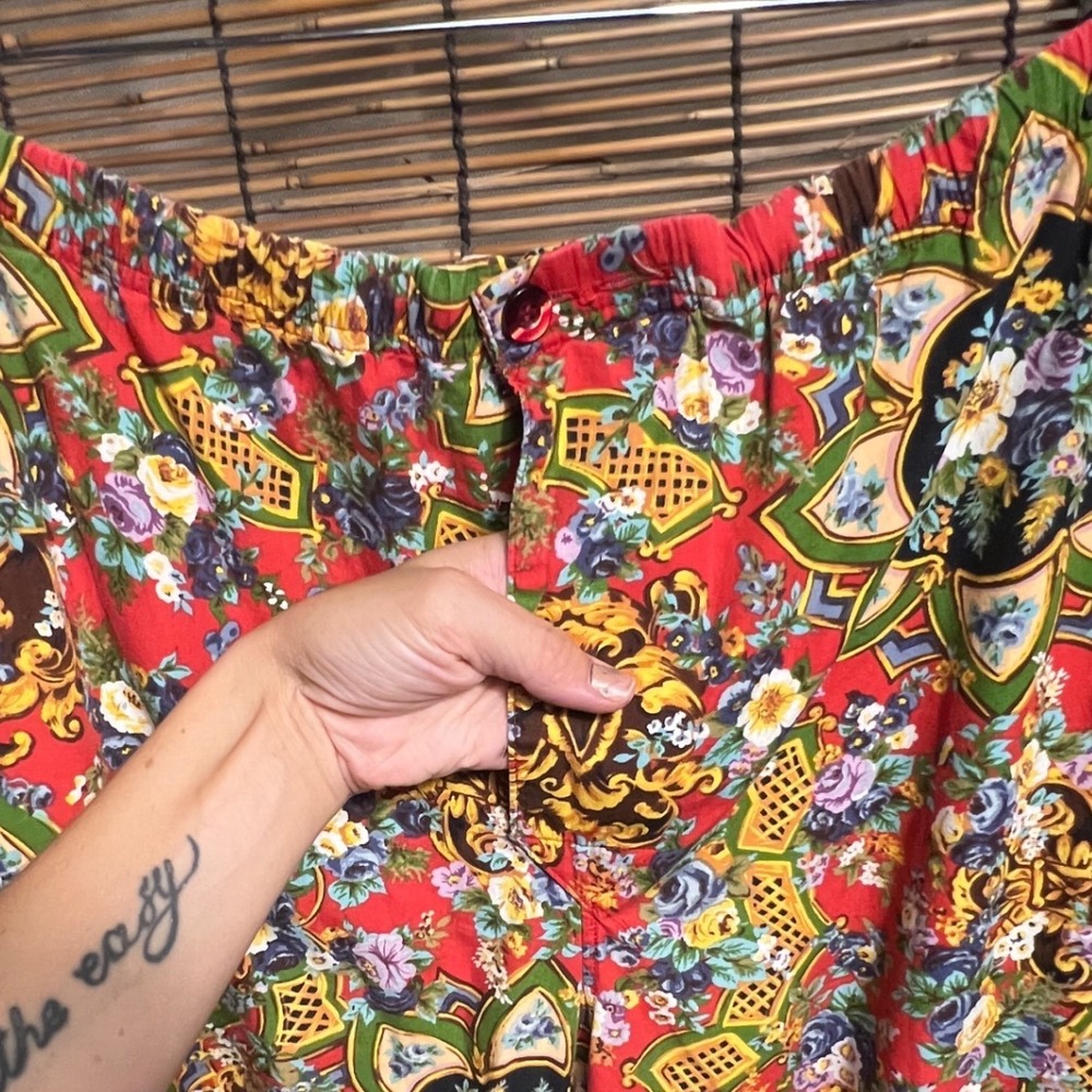 Kenzo Vintage 2 Piece Set Red Floral Mandala Shirt and Pants Outfit - Picture 6 of 12